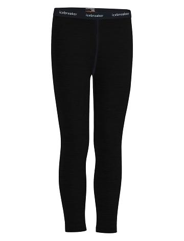 Black Kids' Icebreaker Merino 200 Oasis Thermal Leggings | USA 1935ILHS